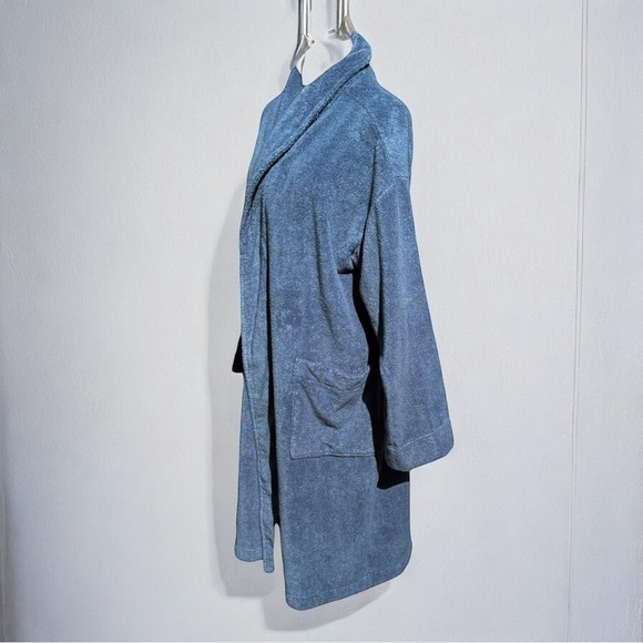 🌻Eberjey Coastal Blue Terry Gender Neutral Long Robe Unisex Size M/L - Picture 8 of 15
